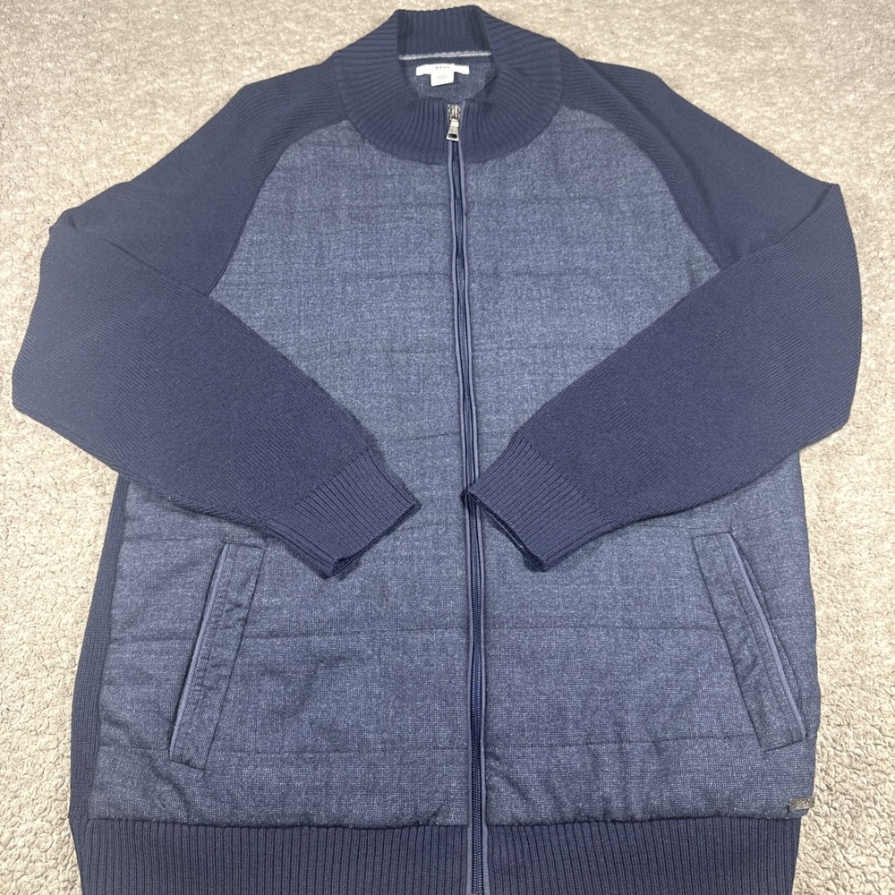BRAX Sweater Mens Large Blue Navy Full Zip Jacket Coat JORIS made in Romania